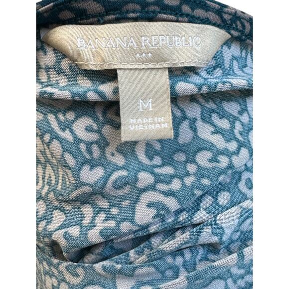 Banana Republic Green & Tan Patterned Sleeveless Cowlneck Tie Waist Dress Medium - Picture 6 of 6